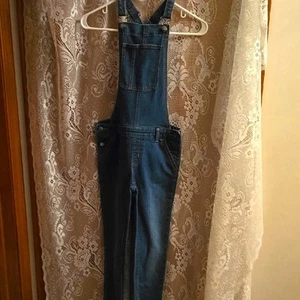 Crazy 8 Kid's Size 10 Denim Jean Adjustable Strap Coveralls Tapered Leg - Picture 1 of 9