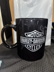 Riesige 1 Fuß Harley Davidson Schwarz mit Logo Keramik Kaffeebecher/Tasse - Bild 1 von 5