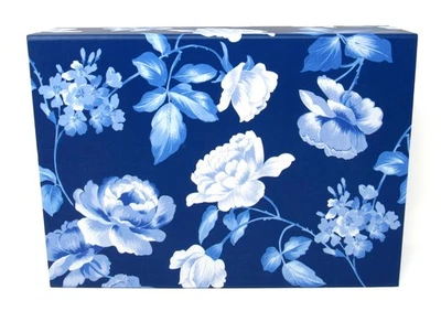 Punch Studio Rectangle Keepsake Flip Top Nesting Box Blue Roses 23641 Small - Image 1 of 4