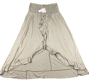 Raviya Women's Mid Dress Cover Up Sz 1X Sage Green Ruffle Front Rayon Stretch - Picture 1 of 6