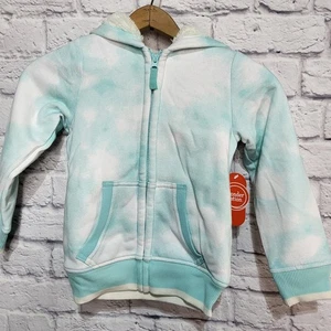 Felpa con cappuccio Wonder Nation unisex bambini XS 4-5 tinta unita foderata sherpa nuova con etichette zip intera morbida - Foto 1 di 5
