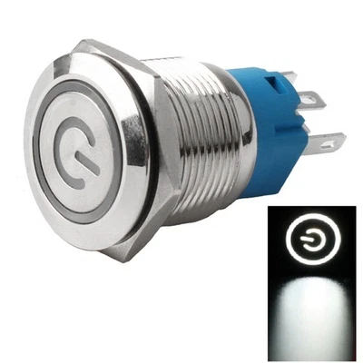 Switch Waterproof 110-220V 19mm LED Power Symbol Latch Metal Equipment - Image 1 of 4