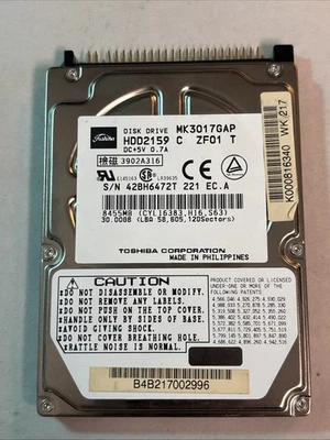 Toshiba 30GB MK3017GAP HDD2159 IDE 2.5” HDD Laptop Hard Drive @HDD3 - Image 1 of 2