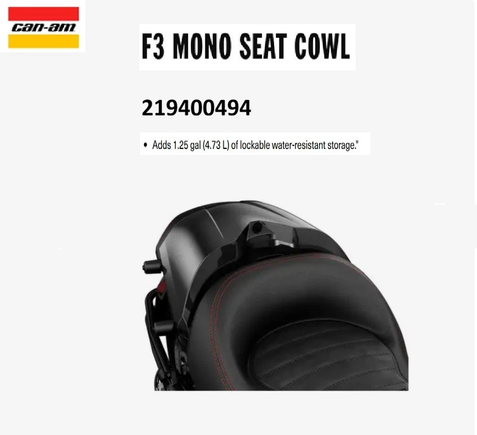 Can-Am 原始设备制造商 Select Spyder F3 单声道座椅存储罩(独奏配置)219400494 — 第 1/1 张图片