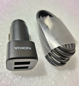 Nokia DC-301 3.4 A Dual Car Charger + USB C Cable for Nokia 3.4 5.1 6.1 7.2 8 9 - Picture 1 of 7