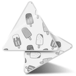 2 x Triangle Stickers  7.5cm - BW - Ice Lolly Print Summer Holiday  #37002 - Afbeelding 1 van 9