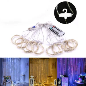 300 LED Curtain Fairy Lights USB String Lights Remote Room Party Wedding Decors - Picture 1 of 23