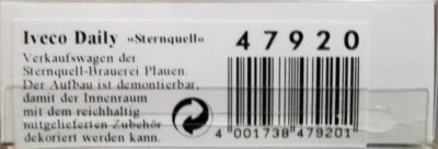 BUSCH 47920 Iveco Daily "Sternquell" - scala H0 - Immagine 1 di 4