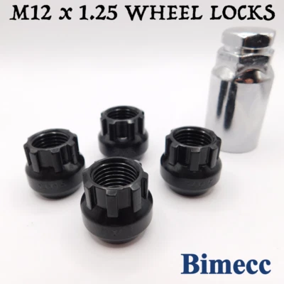 Tuercas de rueda de bloqueo M12x1.25 Open Bimecc (negro) para Infiniti Q70, Q60, Q45, Q50 Foto 1 de 4