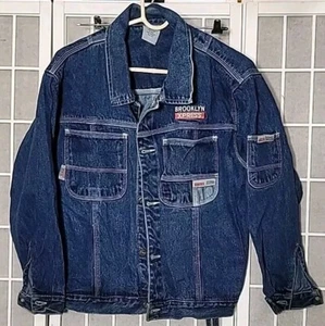  BR BROOKLYN XPRESS Authentic  Pockets METAL BUTTON Cotton Blue Jean JACKET Xl - Picture 1 of 1