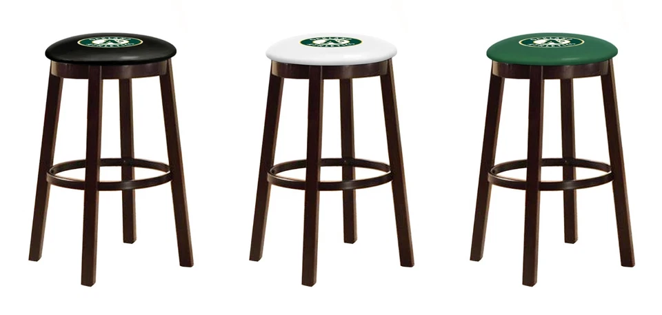 MLB Bar Stool 24" or 28" Espresso Wood w/Colored Vinyl Baseball Team Logo Swivel - Image 1 of 1