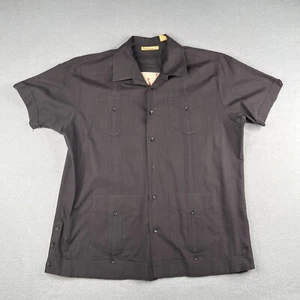 Havanera Co Shirt Large Black Embroidered Cigar City Back Button Up Short Sleeve - Picture 1 of 12