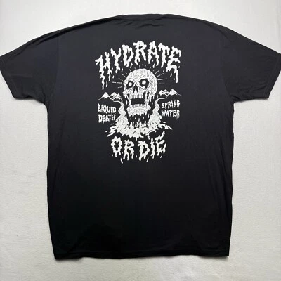 Liquid Death 男式 3XL 衬衫黑色白色短袖 T 恤水背标志 — 第 1/4 张图片