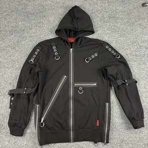 Sudadera con Capucha Tripp NYC Cremallera Completa Gótica Talla XS Negra Plata Anillos Gótica - Imagen 1 de 7