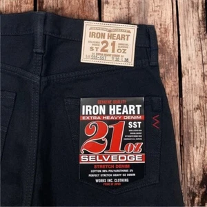 IRON HEART 555-SST 21oz Selvedge Stretch Super Slim Straight Size 28-40 Black - Picture 1 of 9