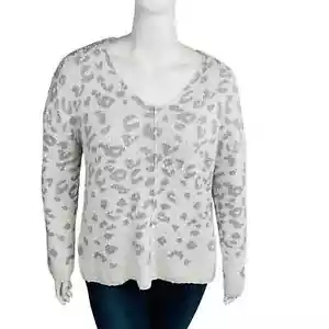 Nuevo Knox Rosa Mujer Talla XL Tejido Cuello en V Suéter Gris Marfil Estampado Animal Nuevo con Etiquetas - Imagen 1 de 9