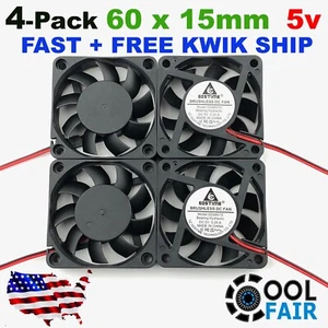 Ventilador de refrigeración de CC GDSTIME 60 mm x 60 mm x 15 mm 5V 6015 2 PIN sin escobillas 4 piezas - Imagen 1 de 5