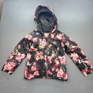 Roxy Snowboard Jacket Girls Size 8 Floral Hooded DryFlight Insulated Winter Warm - Picture 1 of 10