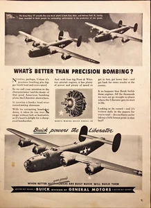 Buick B-24 Liberator Bomber Flint MI World War II Vintage Print Ad 1943 - Picture 1 of 1