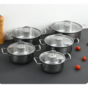 10tlg Kochtopfset Glasdeckel Topfset Topf Kochtopf Set Töpfe Edelstahl Induktion - Bild 1 von 12