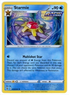 Starmie Holo Rare Pokemon Fusion Strike TCG Card 053/264 - Image 1 of 2