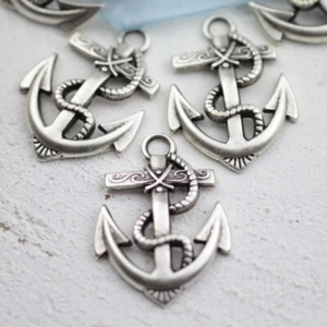 5 Anker Anhänger, Metall,Antik Silber, Maritim Charms, DIY Schmuck basteln ZM535 - Picture 1 of 8