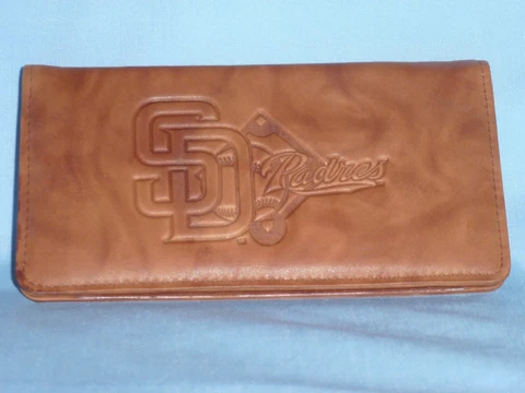 SAN DIEGO PADRES   Leather Checkbook  NEW   brown + Cover