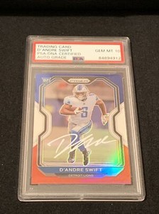 2020 PANINI PRIZM FOOTBALL D'ANDRE SWIFT RC RED/WHITE/BLUE PRIZM AUTO PSA 10
