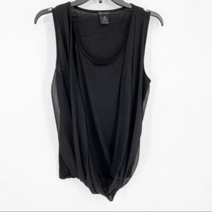 New Directions Sleeveless Blouse With Mock Chiffon Wrap Black M - Picture 1 of 4