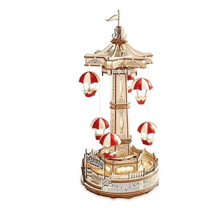 ROKR 3D Wooden Puzzle Music Box Kit Parachute Tower New - Picture 1 of 5