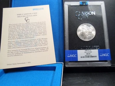 1884-CC MS64 GSA Hoard Morgan dólar de prata certificado NGC com caixa/COA - Branco - Imagem 1 de 4