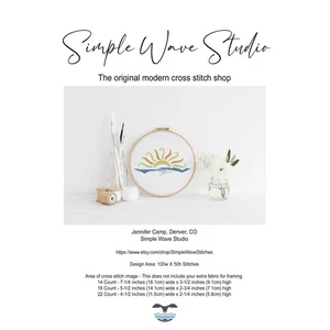 Sun Sunrise Sunset Ocean Silhouette Counted Cross Stitch Pattern Chart KIT - Picture 1 of 5