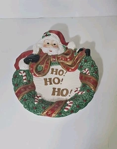 Fitz And Floyd Santa Canapé Plato Guirnalda Ho Ho Ho Talla 8.25x9.75 - Imagen 1 de 4