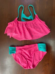 Cat & Jack Kid Girls 2-Piece Watermelon Polyester Lined Bikini Swimsuit Pink 7/8 - Picture 1 of 10