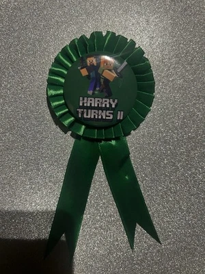 Minecraft Birthday Personalised Badge Name And Age For Birthdays Parties - Image 1 of 2