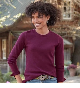 Sundance Purple Velvet Cuff Waffle Knit Thermal Top Large - Picture 1 of 5