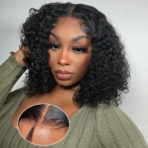 Glueless Wigs Human Hair Pre Plucked Cut Wear 12 Inch, 13x4 glueless wig - Picture 1 of 6