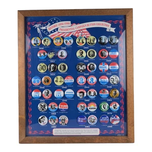 Reproduktion Historische Präsidentschaftskampagne Knopf Sammlung 1896-1988 gerahmt - Bild 1 von 6