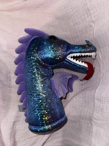 Aurora Shiny Purple Blue Dragon Plush Puppet Stuffed Pretend Toy EUC - Picture 1 of 7