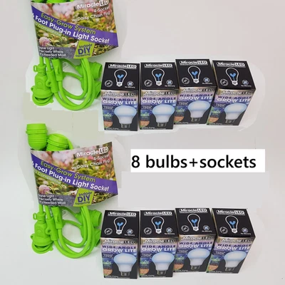 8 Miracle LED Socket 6ft Easy Grow System Bulb Full Spectrum LED Wide Light pack - Image 1 of 4
