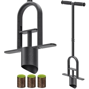 Garden Grass Plugger Tool with Long Handle Sod Turf Plugger Steel Bulb Plante... - Picture 1 of 7