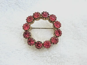 VINTAGE PINK RHINESTONE WREATH BROOCH - Bild 1 von 2