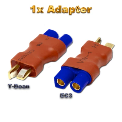 1x Adapter EC3 Buchse Female auf T-Plug T-Dean T-Stecker Male Lipo Akku Stecker - Bild 1 von 4