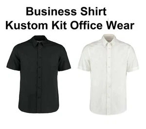 Kit custom GRANDE UOMO KK385 camicia a maniche corte ufficio bianco lavoro nero NUOVA - Foto 1 di 2