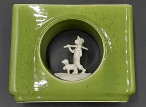 Vintage Signed Howard Pierce Porcelain Small Boy and Puppy Going Fishing Vase - Picture 1 of 15