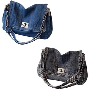 Women Denim Shoulder Bag Vintage Style Organizer Large Capacity Fashion Hobo - Picture 1 of 15
