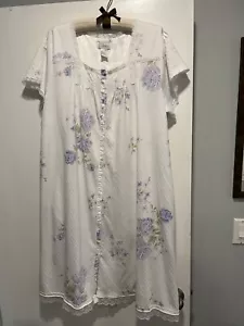 Accappatoio donna vintage Aria floreale mezza zip davanti taglia XL bianco - Foto 1 di 5