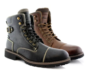 Polar Fox BRADY Men's Casual Combat Dress Work Hiking Motorcycle Zipper Boots - Picture 1 of 16