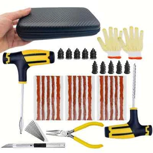 Car Tire Repair Kit Puncture Plug Tools Tyre Puncture Tire Strips Stirring Glue - Picture 1 of 14