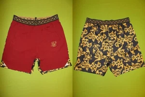 Shorts SIKSILK (2XL) (XXL) PERFECT !!! Maroon BLACK GOLD HIP-HOP RAP - Picture 1 of 7